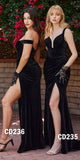 Ladivine CD235 Velvet Fitted Dress for Elegant Occasions
