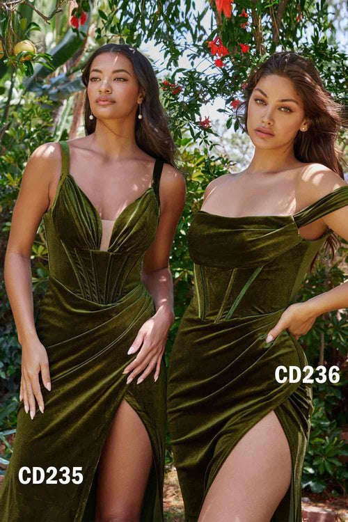 Ladivine CD235 Velvet Fitted Dress for Elegant Occasions