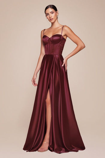 Burgundy Wedding Guest Dress Black Tie Formal Gown Plus Size by CD337