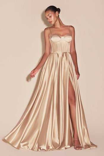 Champagne Wedding Guest Dress Black Tie Formal Gown Plus Size by CD337