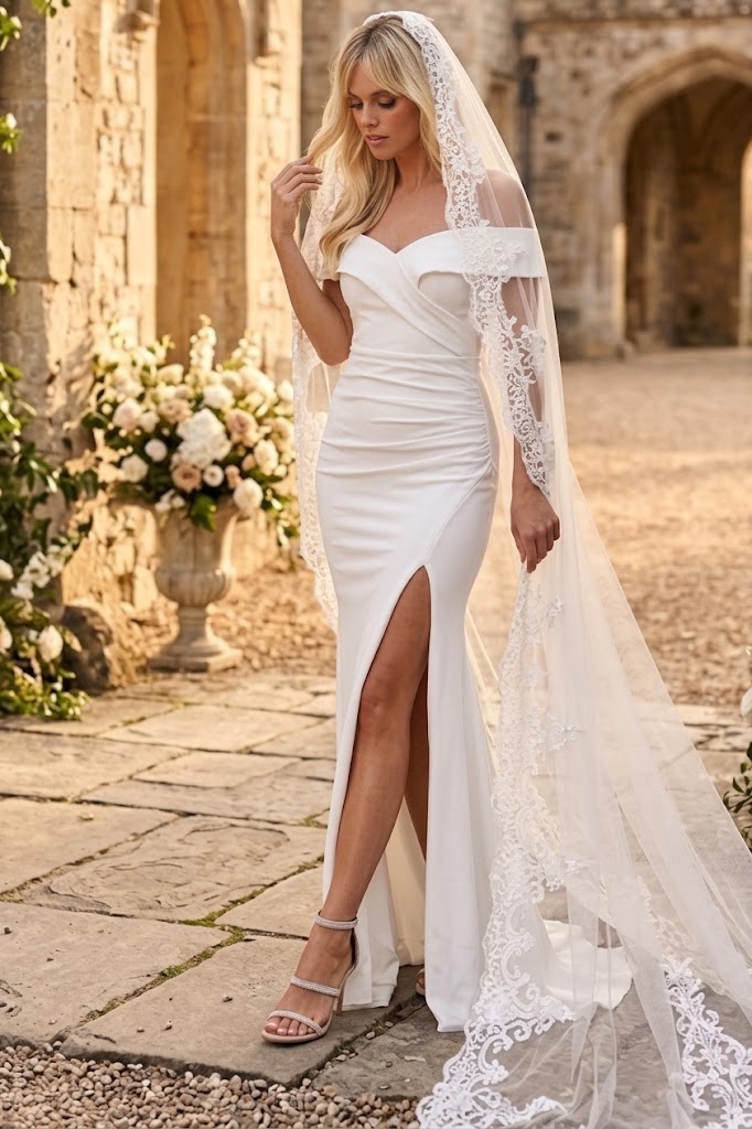 Eva USA 3418 Long Off-Shoulder Wedding Dress