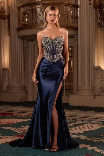 Clearance Navy Size 18 Strapless Mermaid Dress By Ladivine CD736C