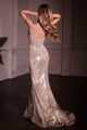 Ladivine CD763 Beaded Mermaid Evening Gown with Removable Overskirt