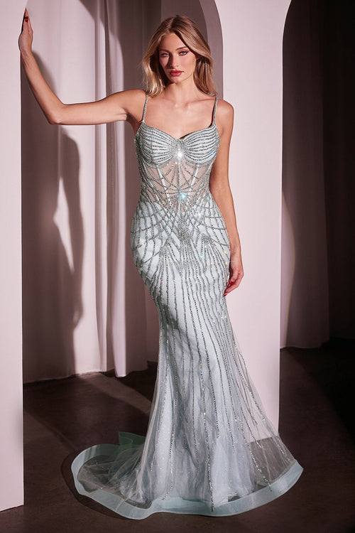 Ladivine CD766 Beaded Evening Dress Mermaid Long Formal Gown