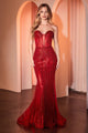 Ladivine CD767 Strapless Sweetheart Fit & Flare Evening Gown