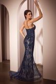 Ladivine CD795 Beaded Prom Dress – Sheer Corset Mermaid Evening Gown