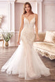 Ladivine Off White Wedding Dress Long Beaded V-Neck Bridal Gown CDS401