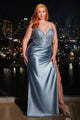 Ladivine Plus Size Dress Beaded Slit Evening Prom Formal Gown CDS440C