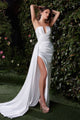Ladivine CDS441W - Off White Strapless Satin Bridal Gown With Slit