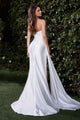 Ladivine CDS441W - Off White Strapless Satin Bridal Gown With Slit