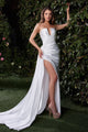 Ladivine CDS441W - Off White Strapless Satin Bridal Gown With Slit