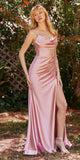 Elegant Burgundy Satin Gown with Cowl Neckline