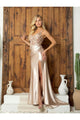 Champagne Wedding Dress Long Bridal Gown and Plus Size By 5256 - Champagne / XS