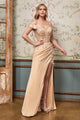 Champagne Wedding Dress Long Bridal Gown and Plus Size By CD0186 - Champagne / XS