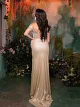 Champagne Wedding Dress Long Bridal Gown and Plus Size By MQ2115