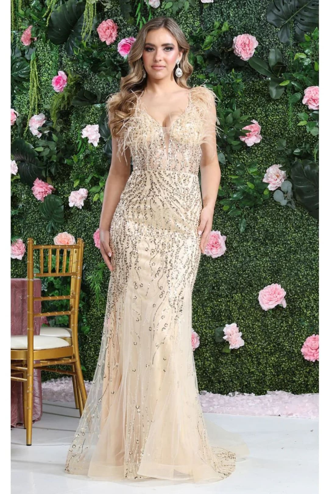 Champagne Wedding Dress Long Bridal Gown and Plus Size By RQ8097 - Champagne / 4