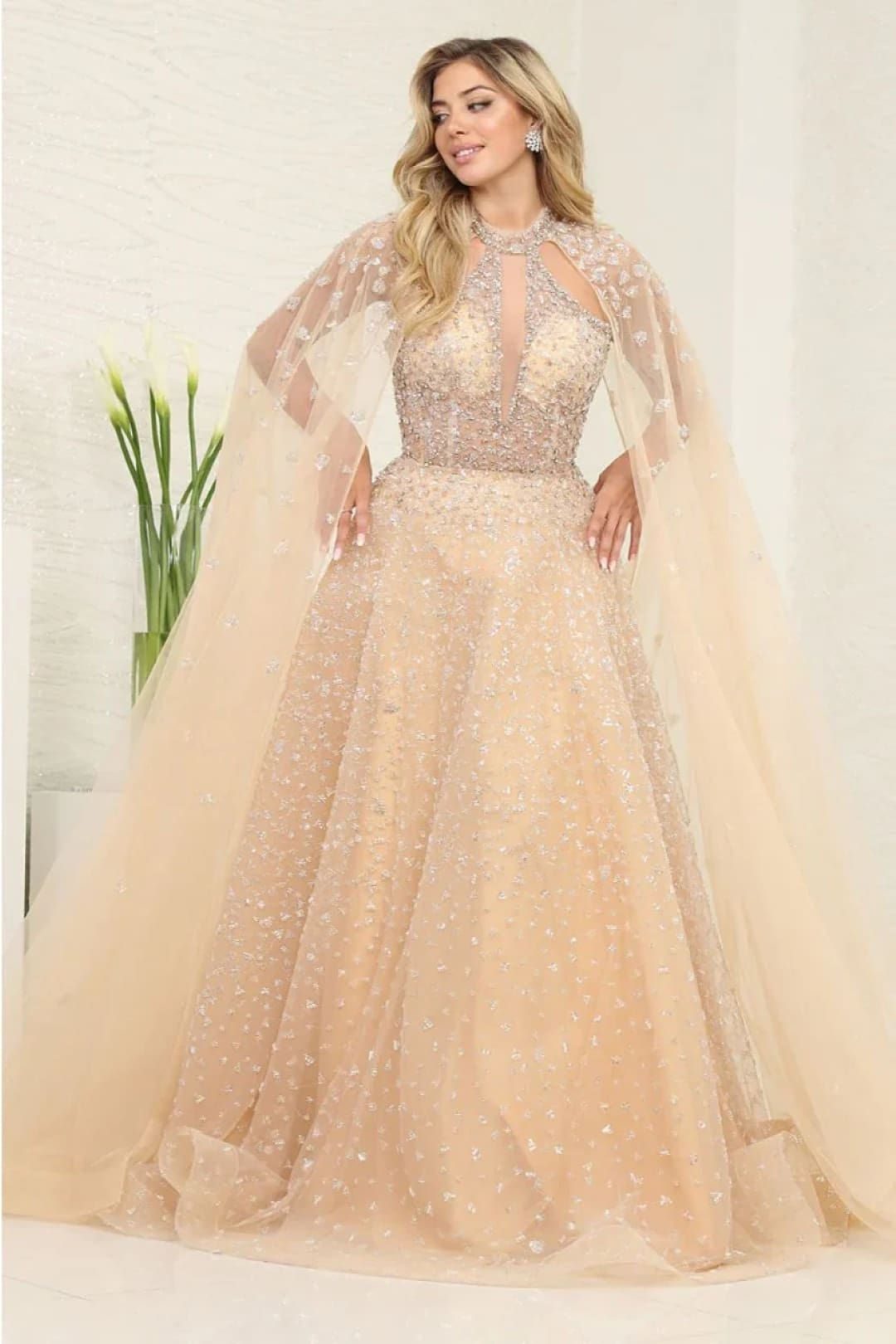 Champagne Wedding Dress Long Bridal Gown and Plus Size By RQ8133 Champagne / 6