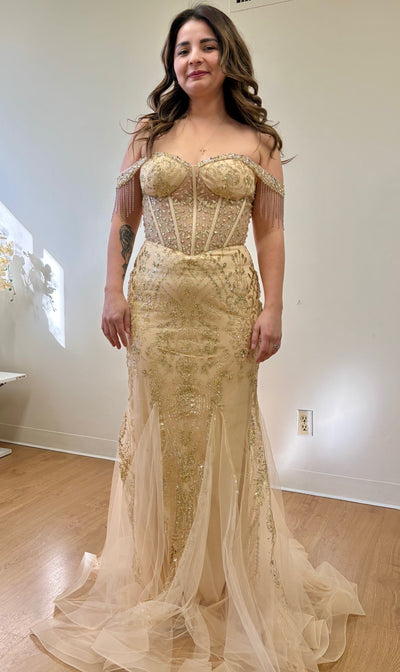 Red Carpet Dress Off Shoulder Mermaid Evening Gown By May Queen MQ2136-New Collection