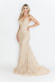 Champagne Gold Wedding Guest Dress Black Tie Formal Gown Plus Size 8338