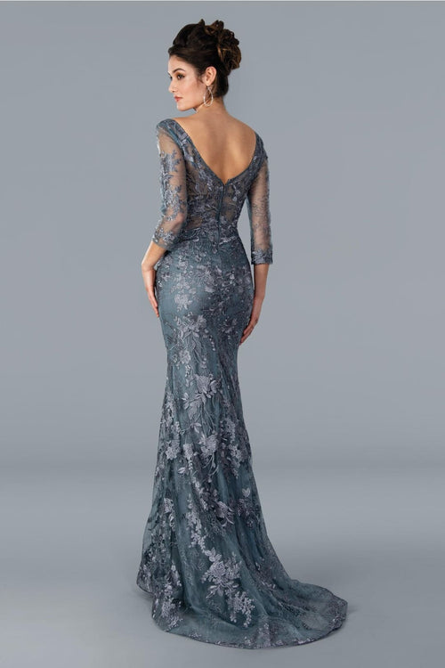 Charcoal Mother of Bride Dress 3/4 Sleeve Gown Stella Couture 22361 - Dresses