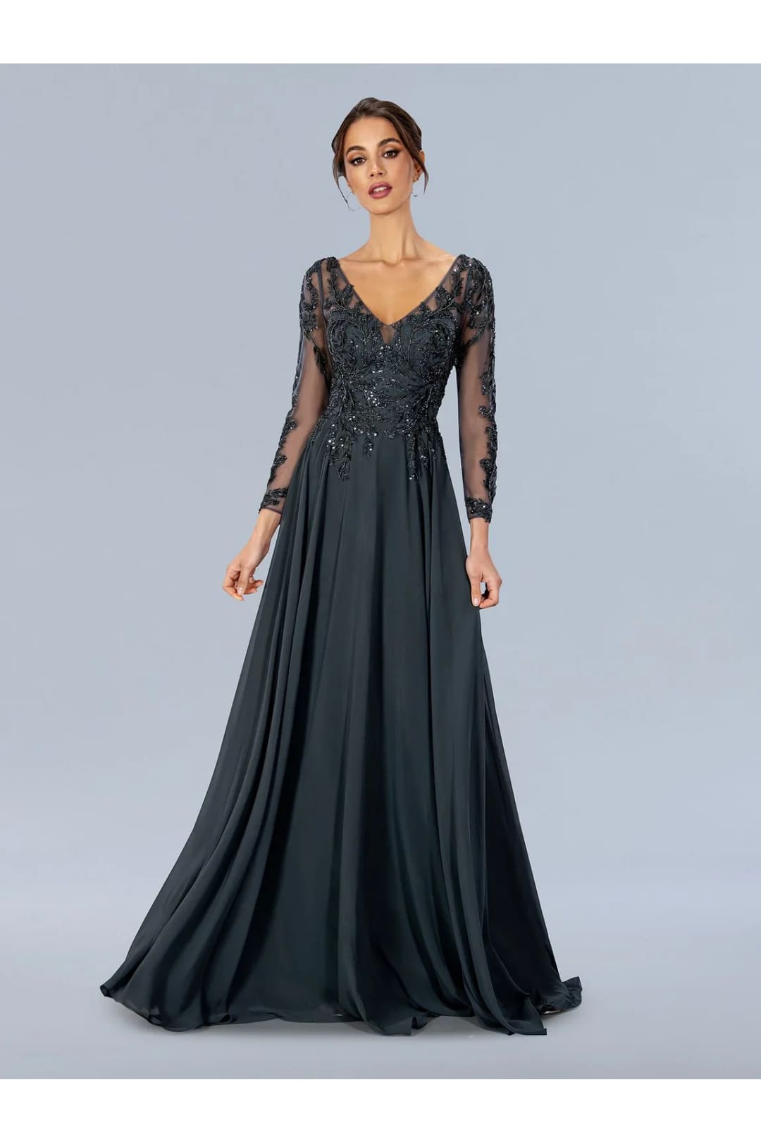 charcoal a line dress Stunning Beading Charcoal Tulle A-line Formal Dress