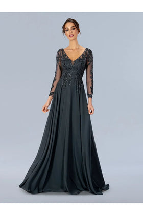 Charcoal Mother of Bride Dress 3/4 Sleeve Gown Stella Couture 24308
