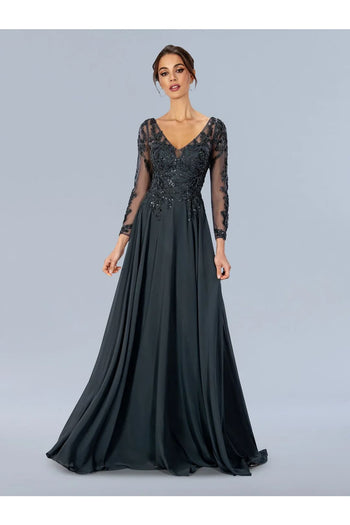 Charcoal Mother of Bride Dress 3/4 Sleeve Gown Stella Couture 24308 - Charcoal / 8 - Dresses
