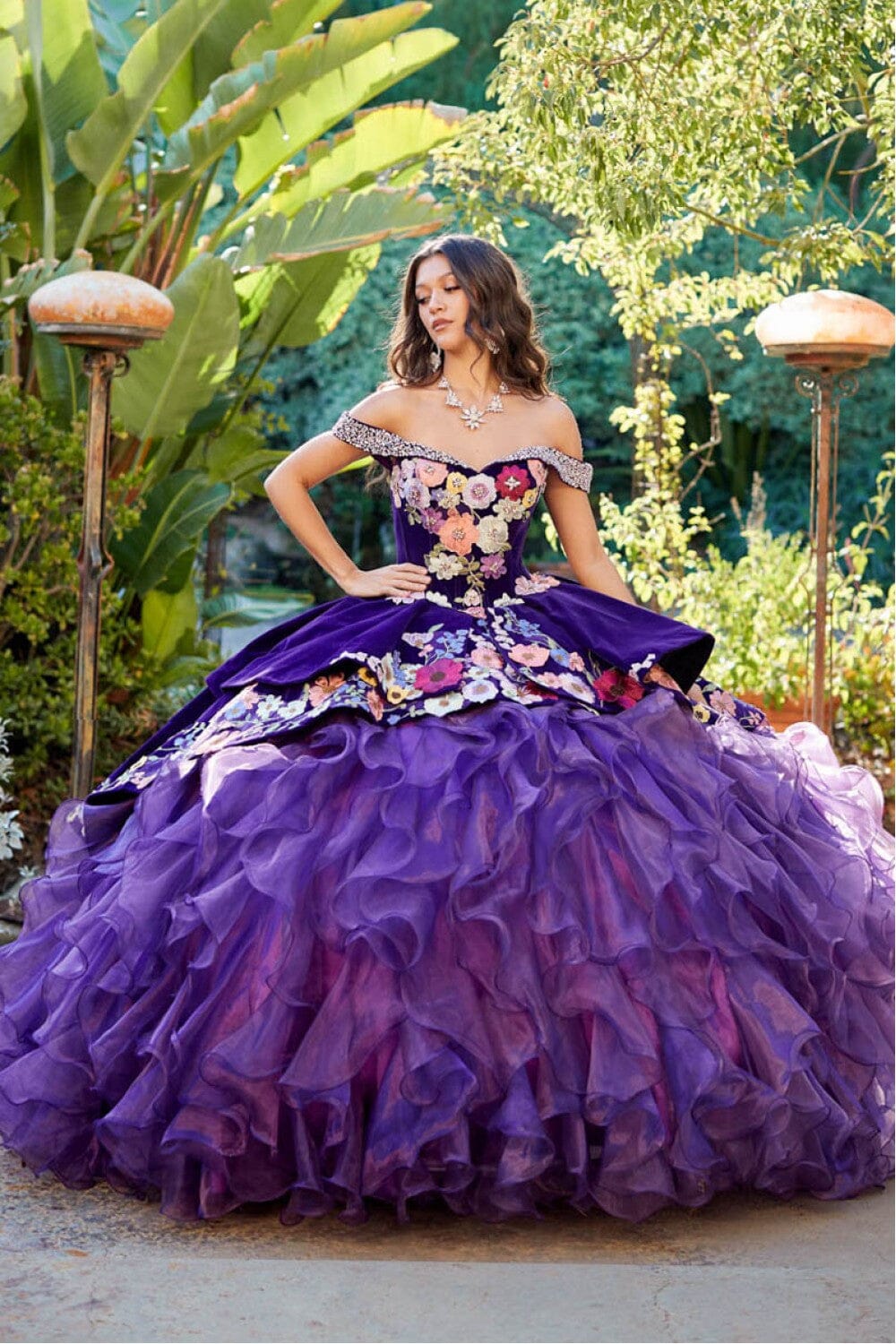 Charro Off Shoulder Ruffled Ball Gown by Bella Princess PQ1050