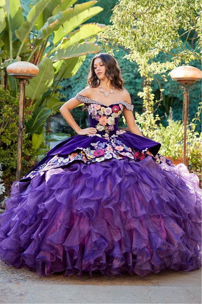Charro Off Shoulder Ruffled Ball Gown by Bella Princess PQ1050