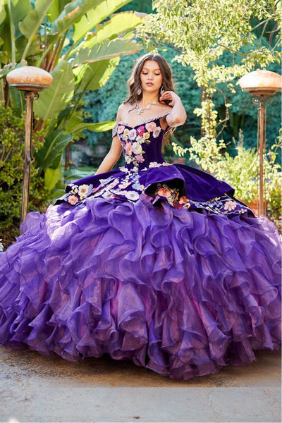 Charro Off Shoulder Ruffled Ball Gown by Bella Princess PQ1050