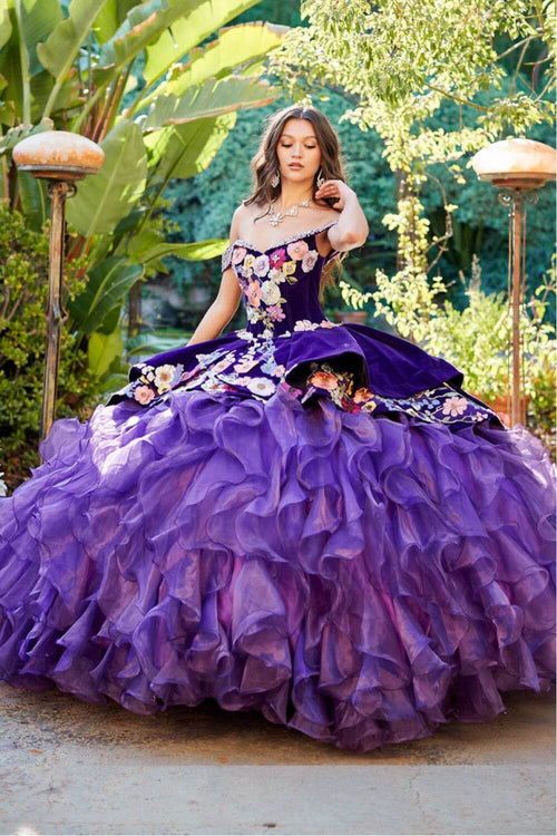 Charro Off Shoulder Ruffled Ball Gown by Bella Princess PQ1050