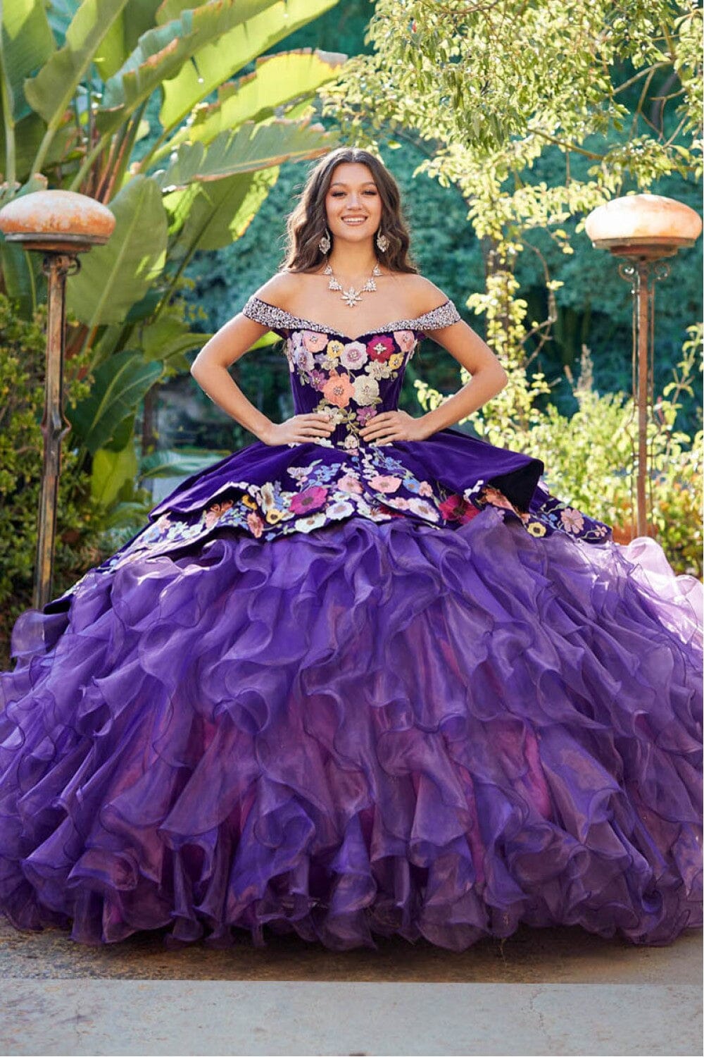 princess couture dresses Charro Off Shoulder Ruffled Ball Gown by Bella Princess PQ1050