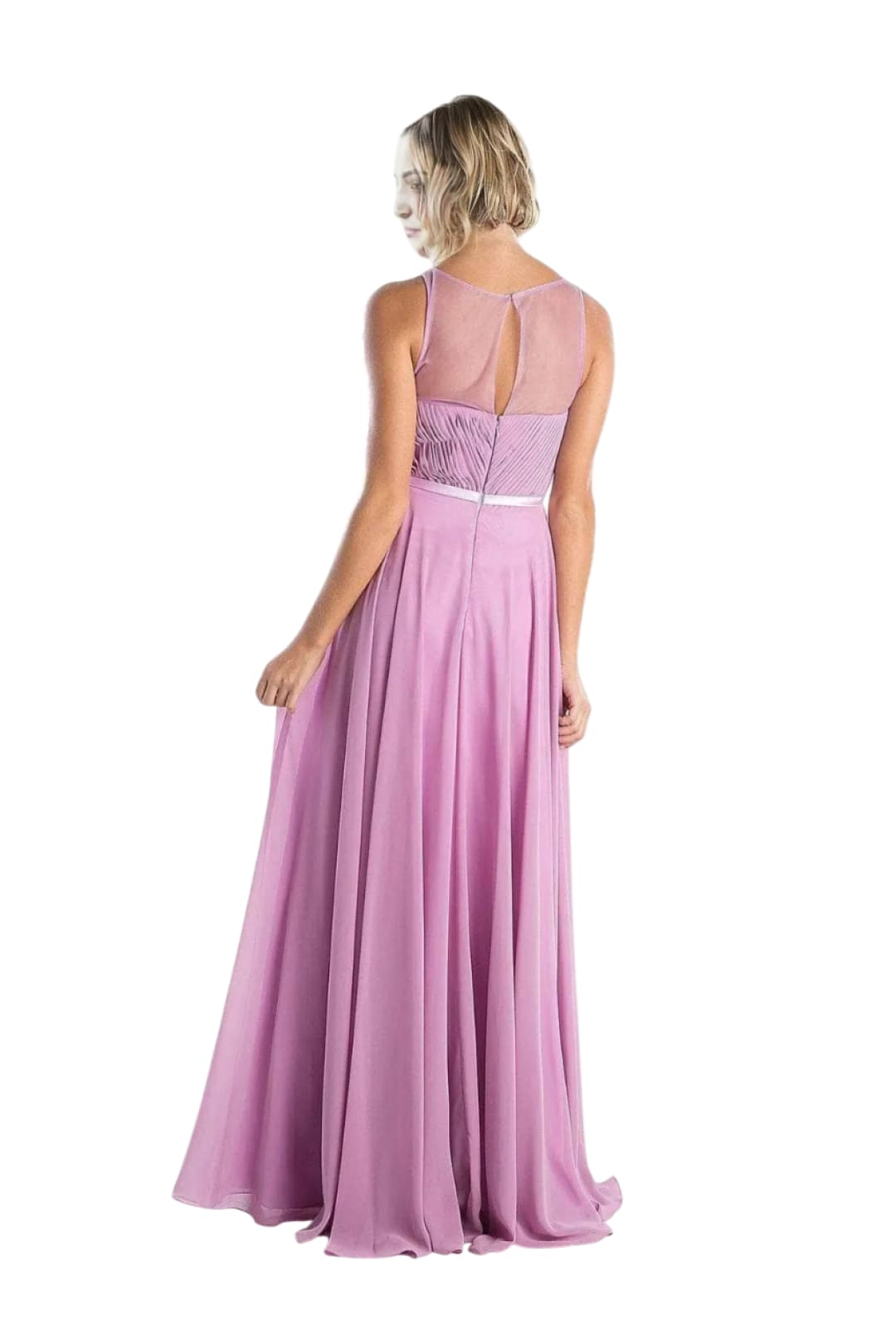 Chiffon Empire Waist Illusion Gown 2025 Elegant Formal Dress - Lavender / 4 - Prom