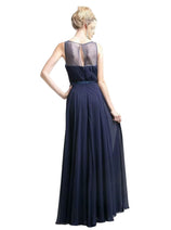 Chiffon Empire Waist Illusion Gown 2025 Elegant Formal Dress
