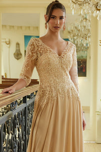 Chiffon Mid-Sleeve A-line Gown by Elizabeth K GL3573 - Long Formal Dresses