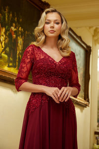 Chiffon Mid-Sleeve A-line Gown by Elizabeth K GL3573 - Long Formal Dresses