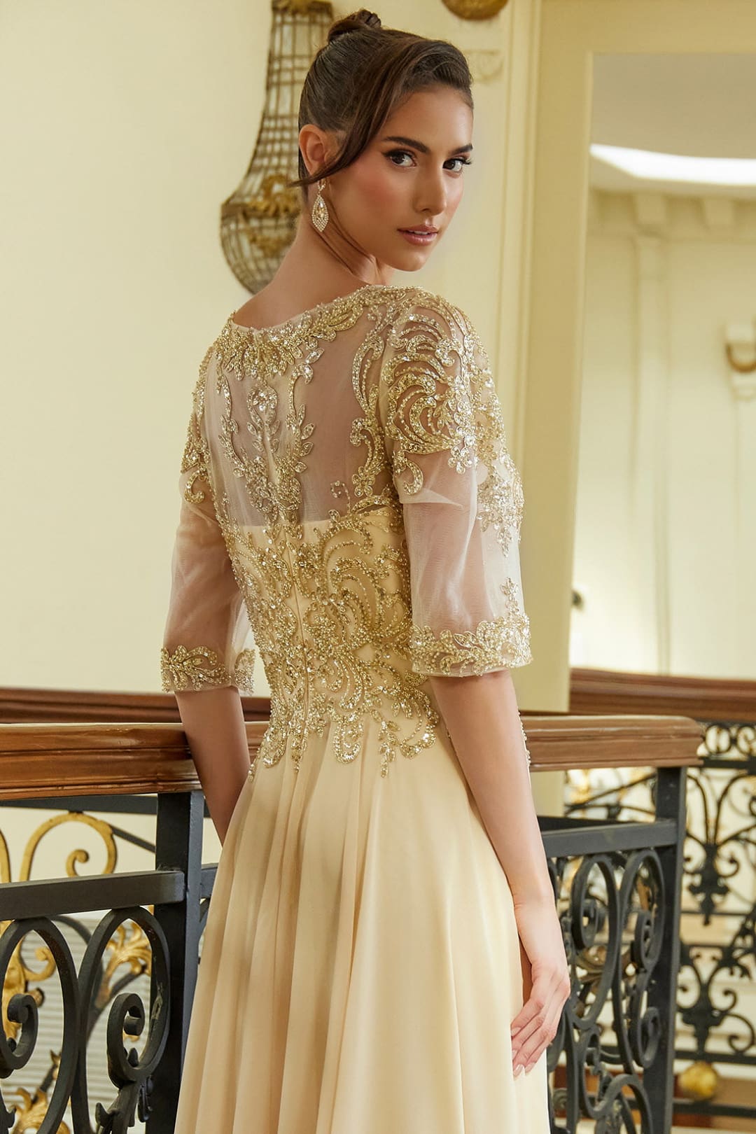 Chiffon Mid-Sleeve A-line Gown by GLS Gloria GL3599 - Long Formal Dresses