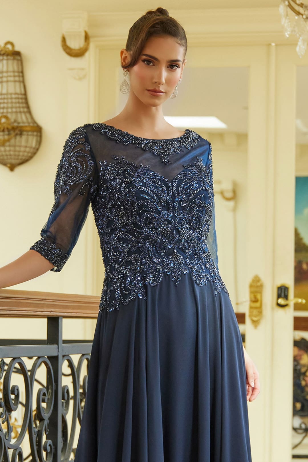 Chiffon Mid-Sleeve A-line Gown by GLS Gloria GL3599 - Long Formal Dresses