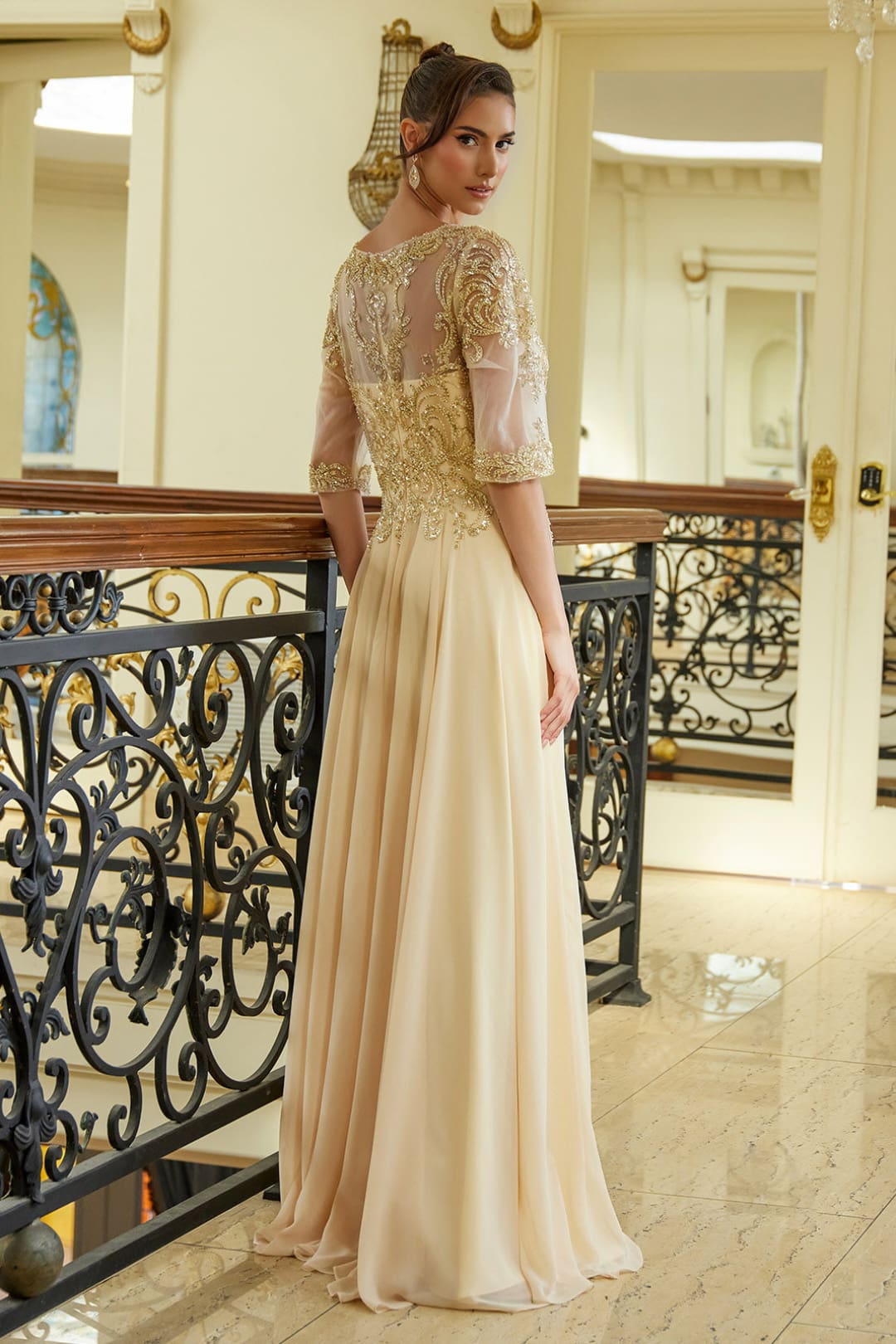 Chiffon Mid-Sleeve A-line Gown by GLS Gloria GL3599 - Long Formal Dresses