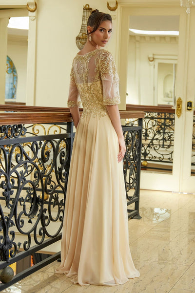 Chiffon Mid-Sleeve A-line Gown by GLS Gloria GL3599 - Long Formal Dresses