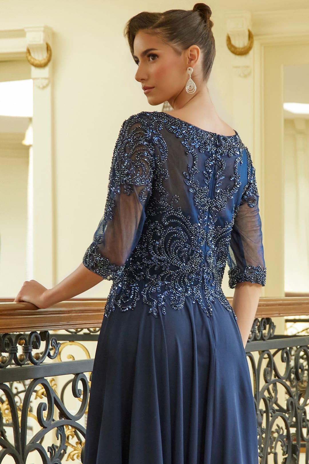 Chiffon Mid-Sleeve A-line Gown by GLS Gloria GL3599 - Long Formal Dresses