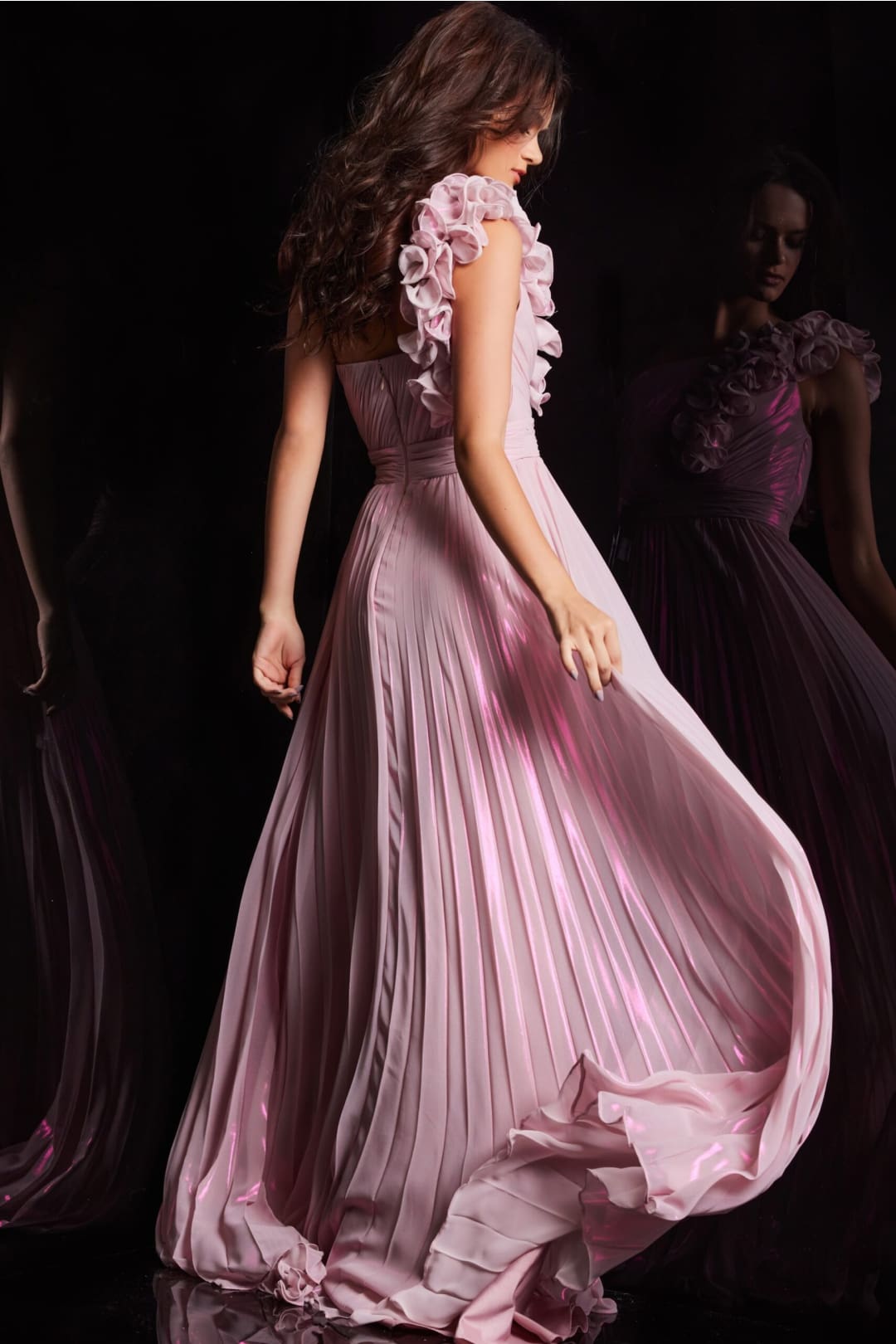 Chiffon One Shoulder A-line Slit Gown by Jovani 24609 - Long Formal Dresses