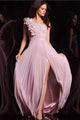 Chiffon One Shoulder A-line Slit Gown by Jovani 24609 - 00 / Light Pink - Long Formal Dresses