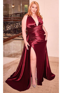 Christmas Dress Burgundy Satin Holiday Party-1 - Prom