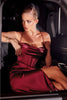 Christmas Dress in Burgundy Satin Sheath Style For A Holiday Party - Dress