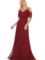 Christmas Dress Burgundy Georgette Holiday Party MQ1686