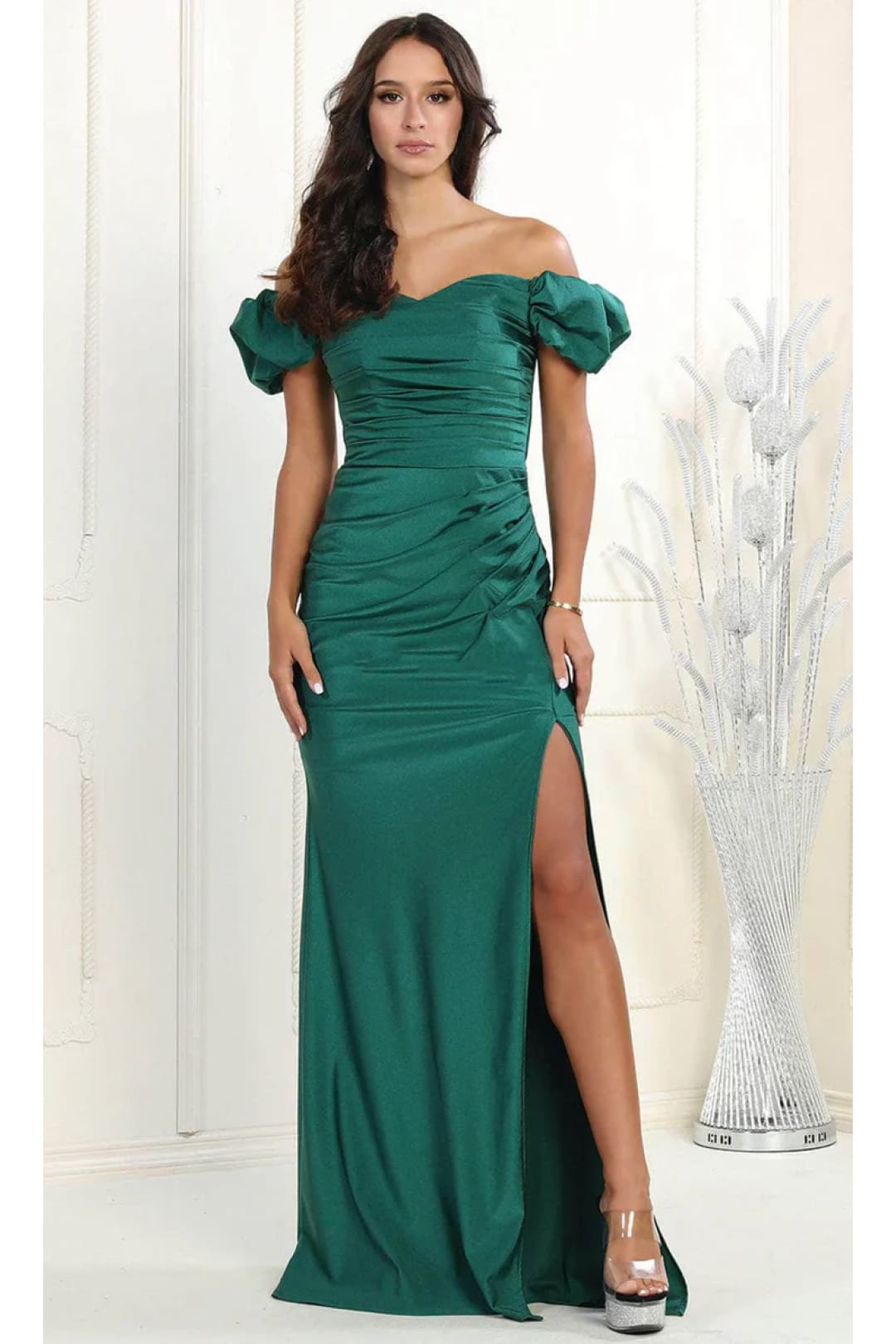 Christmas Dress in Green Soft stretch jersey sheath Style For A Holiday Party MQ1948 - Green / 4