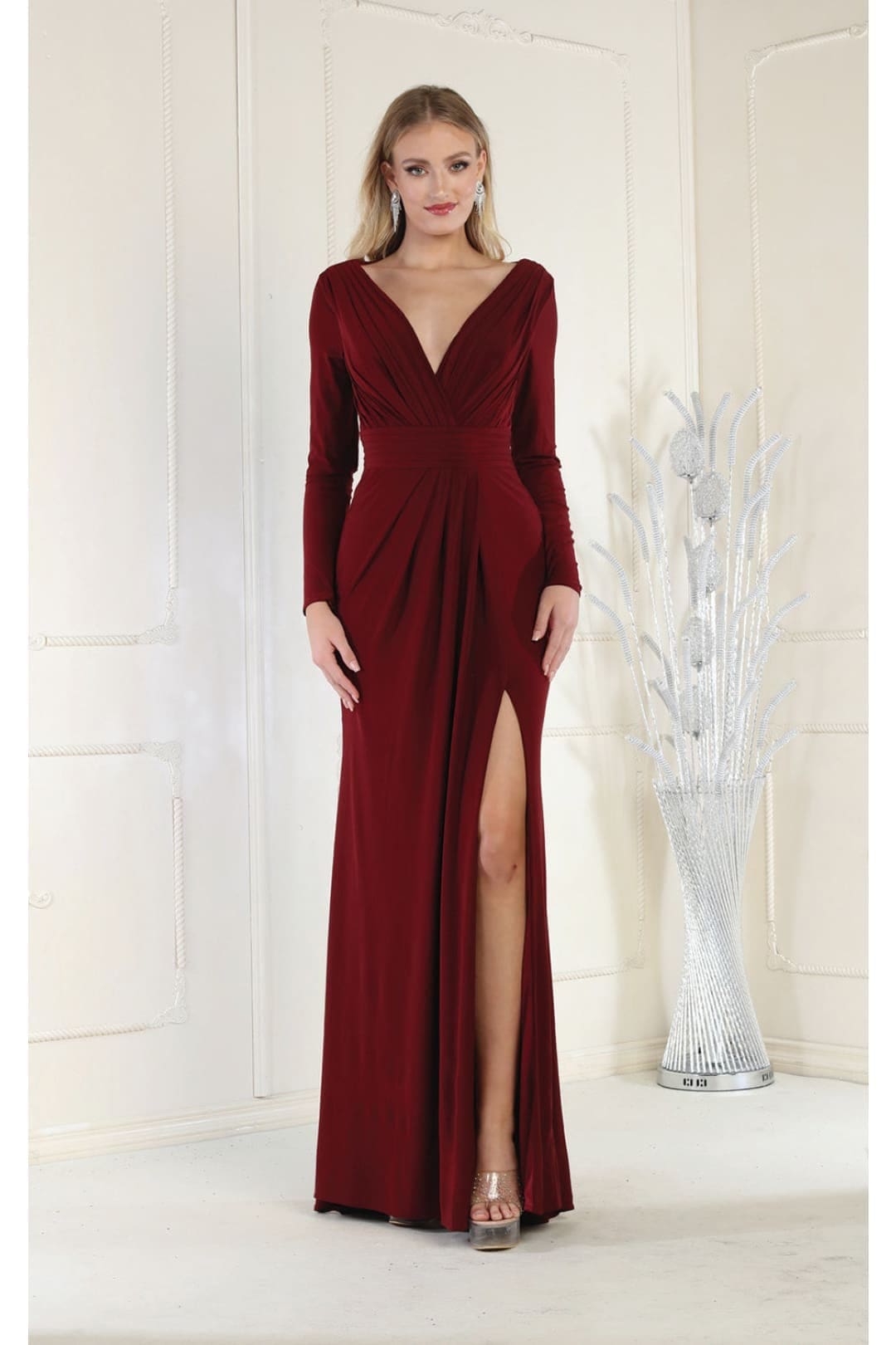 Christmas Dress in Red Jersey Sheath Style For A Holiday Party - Red / 6
