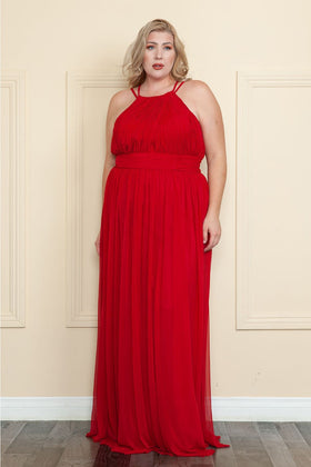 Christmas Dress in Red Mesh A-line Style For A Holiday Party