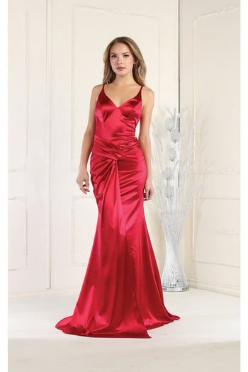 Christmas Dress in Red Satin Sheath Style For A Holiday Party - Red / 6